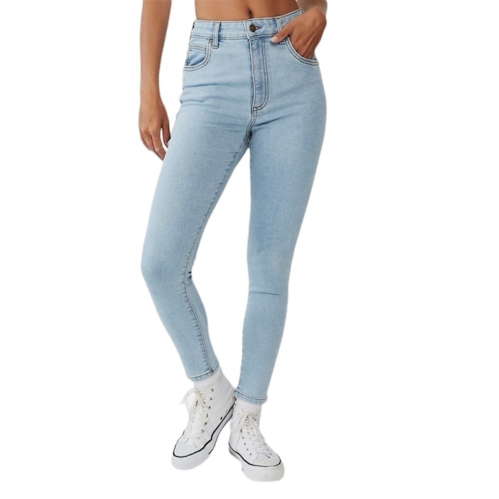 Cotton On NWT High Rise Cropped Skinny Jeans in Wave Blue Size 8 NEW